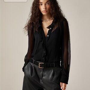j crew Ruffle button-up shirt in crinkle chiffon